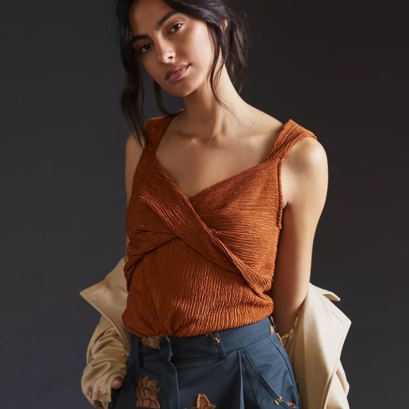 Anthropologie Tops - NWT Anthropologie Sunday In Brooklyn Shimmer Twist-Front Tank Top NEW Size XS